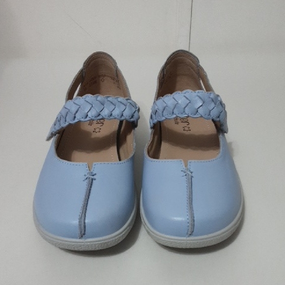 HOTTER SHAKE Women's Touch Close Mary Jane Pale Blue Braided Strap Shoes - Picture 1 of 8